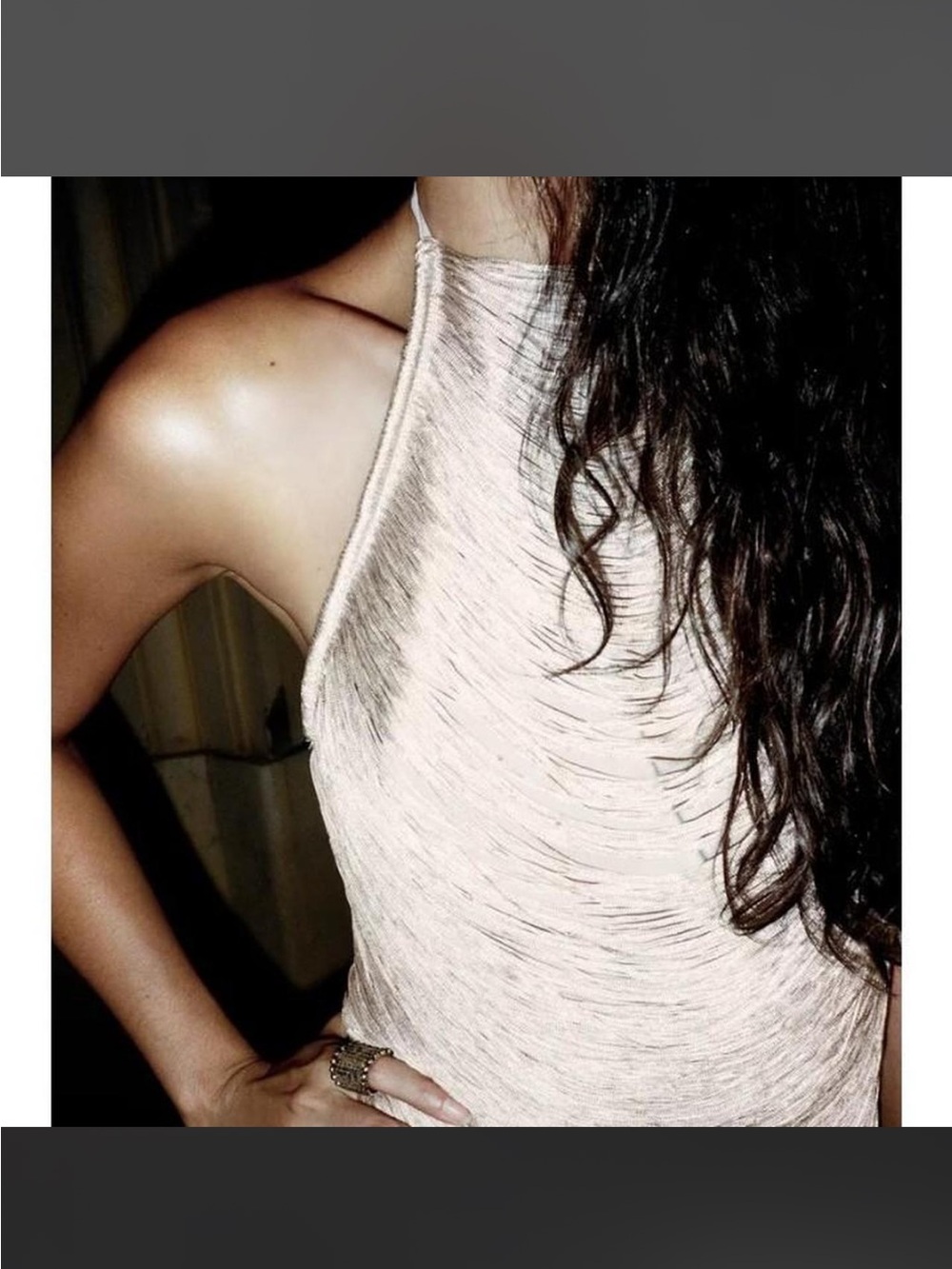 Zara Shimmer Halter Fringe top in Champagne Gold